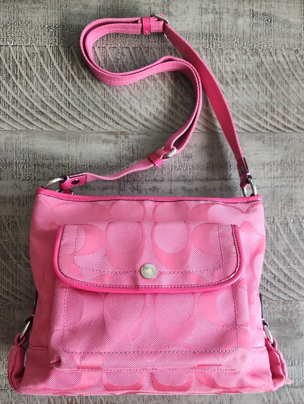 Coach Pink Signature Crossbody Shoulder Bag